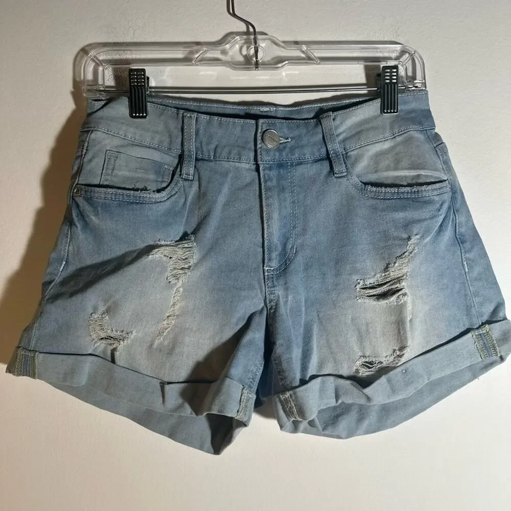 Dollhouse Light Blue Distressed Jean Shorts